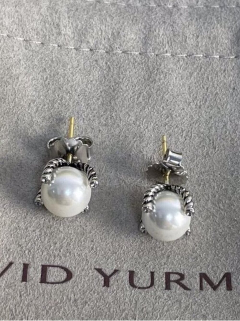 David Yurman Two-Tone Pearl Earrings
